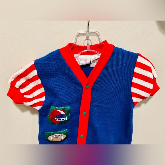 VINTAGE FOOTBALL BABY ONESIE OUTFIT SMALL STEPS SPORTY ALL PRO 6 - 9 MONTHS - Picture 2 of 6